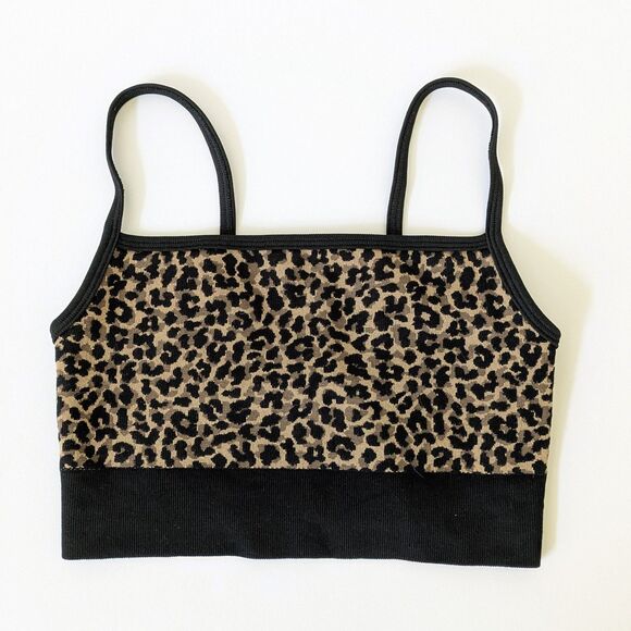 NWT Fabletics Cloud Seamless Midi Bralette Bra Top S Animal Print Cheetah Active - Picture 2 of 9